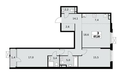 2-BD Apartment Sale, 87.2 sq. m. at Dom na Zorge, Zorge Street, 25с2, Moscow, Russia #2
