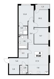 3-BD Apartment Sale, 87.1 sq. m. at Dom na Zorge, Zorge Street, 25с2, Moscow, Russia #3