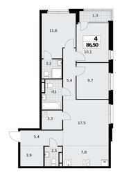 3-BD Apartment Sale, 86.5平方米 at Dom na Zorge, Zorge Street, 25с2, Moscow, Russia #4
