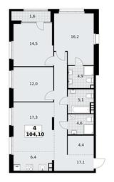 3-BD Apartment Sale, 104.1 sq. m. at Dom na Zorge, Zorge Street, 25с2, Moscow, Russia #2