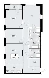 3-BD Apartment Sale, 104.1 sq. m. at Dom na Zorge, Zorge Street, 25с2, Moscow, Russia #3