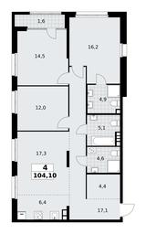 3-BD Apartment Sale, 104.1平方米 at Dom na Zorge, Zorge Street, 25с2, Moscow, Russia #3