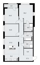 3-BD Apartment Sale, 104.1平方米 at Dom na Zorge, Zorge Street, 25с2, Moscow, Russia #4
