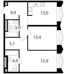 2-BD Apartment Sale, 66.1平方米 at Petrovskiy Park II, Stary Petrovsko-Razumovsky Drive, 1/23, Moscow, Russia #2