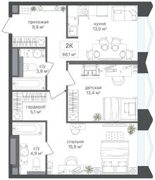 2-BD Apartment Sale, 66.1平方米 at Petrovskiy Park II, Stary Petrovsko-Razumovsky Drive, 1/23, Moscow, Russia #3
