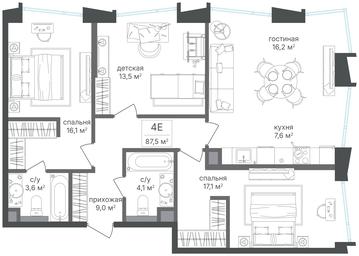 3-BD Apartment Sale, 87.5平方米 at Petrovskiy Park II, Stary Petrovsko-Razumovsky Drive, 1/23, Moscow, Russia #3