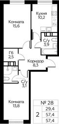 1-BD Apartment Sale, 57.4平方米 at Tsvetochnye Poliany, kvartal № 23, Filimonkovskoye Municipal Formation, Moscow, Russia #3 1-BD Apartment Sale, 57.4平方米 at Tsvetochnye Poliany, kvartal № 23, Filimonkovskoye Municipal Formation, Moscow, Russia #3