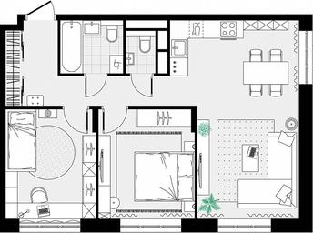 2-BD Apartment Sale, 61.36平方米 at Novograd Pavlino, Kosinskoye shosse, 2, Novoye Pavlino Microdistrict, Balashikha, Moscow Region, Russia #4