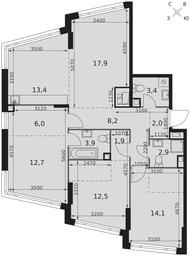 4-BD Apartment Sale, 98.9平方米 at Rotterdam, Varshavskoye Highway, 37Ак1с2, Moscow, Russia #4