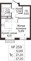 Apartment Sale, 27.2 sq. m. at Kvartal Rumyantsevo, ulitsa Admirala Kornilova, с1, Mosrentgen Settlement, Moscow, Russia #3 Apartment Sale, 27.2 sq. m. at Kvartal Rumyantsevo, ulitsa Admirala Kornilova, с1, Mosrentgen Settlement, Moscow, Russia #3