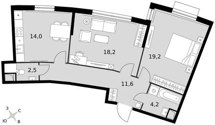 2-BD Apartment Sale, 69.4平方米 at Rimskiy, Rimskiy proyezd, 1, Settlement of Razvilka, Leninskiy City District, Moscow Region, Russia #3 2-BD Apartment Sale, 69.4平方米 at Rimskiy, Rimskiy proyezd, 1, Settlement of Razvilka, Leninskiy City District, Moscow Region, Russia #3