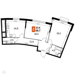 2-BD Apartment Sale, 69.4平方米 at Rimskiy, Rimskiy proyezd, 1, Settlement of Razvilka, Leninskiy City District, Moscow Region, Russia #2 2-BD Apartment Sale, 69.4平方米 at Rimskiy, Rimskiy proyezd, 1, Settlement of Razvilka, Leninskiy City District, Moscow Region, Russia #2