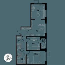 3-BD Apartment Sale, 69.3 sq. m. at Pervy Donskoj, zhiloy mikrorayon Sapronovo, derevnya Sapronovo, Leninskiy City District, Moscow Region, Russia #3