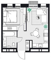 1-BD Apartment Sale, 35.9平方米 at Kvartal na Vode, Shosseynaya Street, 90с42, Moscow, Russia #4