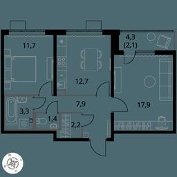 2-BD Apartment Sale, 59.2 sq. m. at Pervy Yuzhny, zhiloy kompleks Pervy Yuzhny, Leninskiy City District, Moscow Region, Russia #3