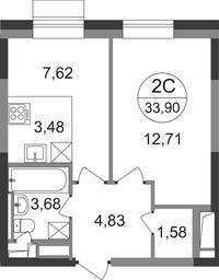 2-BD Apartment Sale, 33.9平方米 at Novograd Pavlino, Kosinskoye shosse, 2, Novoye Pavlino Microdistrict, Balashikha, Moscow Region, Russia #2 2-BD Apartment Sale, 33.9平方米 at Novograd Pavlino, Kosinskoye shosse, 2, Novoye Pavlino Microdistrict, Balashikha, Moscow Region, Russia #2