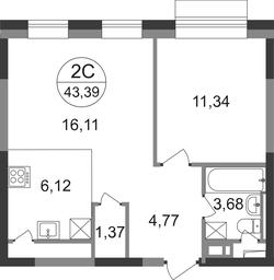 2-BD Apartment Sale, 43.39 sq. m. at Novograd Pavlino, Kosinskoye shosse, 2, Novoye Pavlino Microdistrict, Balashikha, Moscow Region, Russia #2 2-BD Apartment Sale, 43.39 sq. m. at Novograd Pavlino, Kosinskoye shosse, 2, Novoye Pavlino Microdistrict, Balashikha, Moscow Region, Russia #2