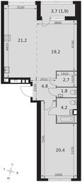 2-BD Apartment Sale, 76.2平方米 at Arkhitektor, Akademika Volgina Street, 2Д, Moscow, Russia #4
