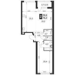 2-BD Apartment Sale, 76.2平方米 at Arkhitektor, Akademika Volgina Street, 2Д, Moscow, Russia #2
