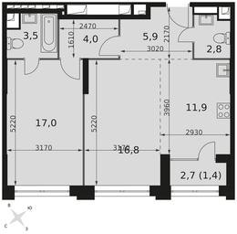 2-BD Apartment Sale, 63.3 sq. m. at Sydney City, Shenogina Street, 2, Moscow, Russia #4