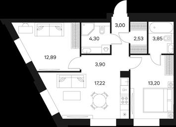 2-BD Apartment Sale, 60.7平方米 at Forst, Avtozavodskaya Street, 24, Moscow, Russia #3