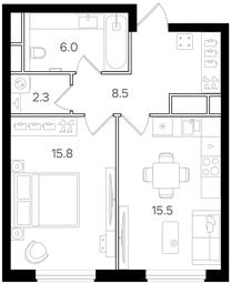 1-BD Apartment Sale, 48.1 sq. m. at Intonatsiya, Schukinskaya Street, 7/9с7, Moscow, Russia #4