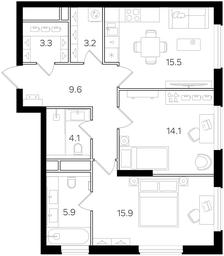 2-BD Apartment Sale, 71.6 sq. m. at Intonatsiya, Schukinskaya Street, 7/9с7, Moscow, Russia #4