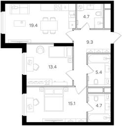 2-BD Apartment Sale, 72平方米 at Intonatsiya, Schukinskaya Street, 7/9с7, Moscow, Russia #3 2-BD Apartment Sale, 72平方米 at Intonatsiya, Schukinskaya Street, 7/9с7, Moscow, Russia #3