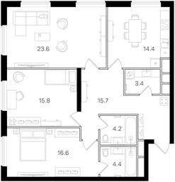 3-BD Apartment Sale, 98.1平方米 at Intonatsiya, Schukinskaya Street, 7/9с7, Moscow, Russia #3 3-BD Apartment Sale, 98.1平方米 at Intonatsiya, Schukinskaya Street, 7/9с7, Moscow, Russia #3