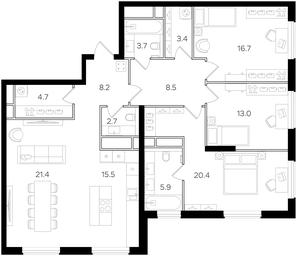 4-BD Apartment Sale, 124.1 sq. m. at Intonatsiya, Schukinskaya Street, 7/9с7, Moscow, Russia #4