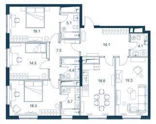 4-BD Apartment Sale, 129.7 sq. m. at Intonatsiya, Schukinskaya Street, 7/9с7, Moscow, Russia #3