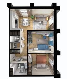 2-BD Apartment Sale, 58.2 sq. m. at Kvartal Rumyantsevo, ulitsa Admirala Kornilova, с1, Mosrentgen Settlement, Moscow, Russia #4