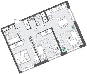 2-BD Apartment Sale, 58.2 sq. m. at Kvartal Rumyantsevo, ulitsa Admirala Kornilova, с1, Mosrentgen Settlement, Moscow, Russia #3 2-BD Apartment Sale, 58.2 sq. m. at Kvartal Rumyantsevo, ulitsa Admirala Kornilova, с1, Mosrentgen Settlement, Moscow, Russia #3