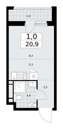 Apartment Sale, 20.9平方米 at Dzen-Kvartaly, ulitsa Aleksandry Monakhovoy, 2/3, Sosenskoye Settlement, Moscow, Russia #4