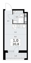 Apartment Sale, 20.8 sq. m. at Dzen-Kvartaly, ulitsa Aleksandry Monakhovoy, 2/3, Sosenskoye Settlement, Moscow, Russia #4