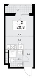 Apartment Sale, 20.8平方米 at Dzen-Kvartaly, ulitsa Aleksandry Monakhovoy, 2/3, Sosenskoye Settlement, Moscow, Russia #3