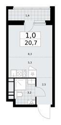 Apartment Sale, 20.7 sq. m. at Dzen-Kvartaly, ulitsa Aleksandry Monakhovoy, 2/3, Sosenskoye Settlement, Moscow, Russia #4