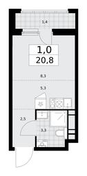 Apartment Sale, 20.8 sq. m. at Dzen-Kvartaly, ulitsa Aleksandry Monakhovoy, 2/3, Sosenskoye Settlement, Moscow, Russia #4