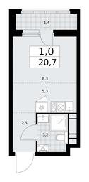 Apartment Sale, 20.7平方米 at Dzen-Kvartaly, ulitsa Aleksandry Monakhovoy, 2/3, Sosenskoye Settlement, Moscow, Russia #3
