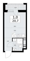 Apartment Sale, 20.7 sq. m. at Dzen-Kvartaly, ulitsa Aleksandry Monakhovoy, 2/3, Sosenskoye Settlement, Moscow, Russia #4