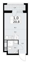 Apartment Sale, 20.8 sq. m. at Dzen-Kvartaly, ulitsa Aleksandry Monakhovoy, 2/3, Sosenskoye Settlement, Moscow, Russia #3