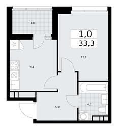Apartment Sale, 33.3 sq. m. at Dzen-Kvartaly, ulitsa Aleksandry Monakhovoy, 2/3, Sosenskoye Settlement, Moscow, Russia #3