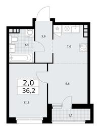 1-BD Apartment Sale, 36.2 sq. m. at Dzen-Kvartaly, ulitsa Aleksandry Monakhovoy, 2/3, Sosenskoye Settlement, Moscow, Russia #4