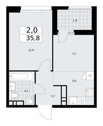 1-BD Apartment Sale, 35.8 sq. m. at Dzen-Kvartaly, ulitsa Aleksandry Monakhovoy, 2/3, Sosenskoye Settlement, Moscow, Russia #3 1-BD Apartment Sale, 35.8 sq. m. at Dzen-Kvartaly, ulitsa Aleksandry Monakhovoy, 2/3, Sosenskoye Settlement, Moscow, Russia #3