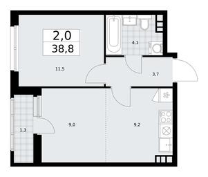 1-BD Apartment Sale, 38.8平方米 at Dzen-Kvartaly, ulitsa Aleksandry Monakhovoy, 2/3, Sosenskoye Settlement, Moscow, Russia #4