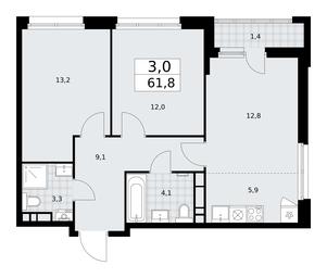 2-BD Apartment Sale, 61.8平方米 at Dzen-Kvartaly, ulitsa Aleksandry Monakhovoy, 2/3, Sosenskoye Settlement, Moscow, Russia #3 2-BD Apartment Sale, 61.8平方米 at Dzen-Kvartaly, ulitsa Aleksandry Monakhovoy, 2/3, Sosenskoye Settlement, Moscow, Russia #3