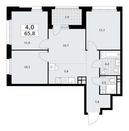 3-BD Apartment Sale, 65.8平方米 at Dzen-Kvartaly, ulitsa Aleksandry Monakhovoy, 2/3, Sosenskoye Settlement, Moscow, Russia #3