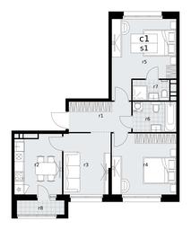 2-BD Apartment Sale, 66.2 sq. m. at Dzen-Kvartaly, ulitsa Aleksandry Monakhovoy, 2/3, Sosenskoye Settlement, Moscow, Russia #2