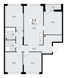 2-BD Apartment Sale, 95.1 sq. m. at Dzen-Kvartaly, ulitsa Aleksandry Monakhovoy, 2/3, Sosenskoye Settlement, Moscow, Russia #3