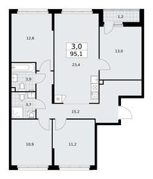 2-BD Apartment Sale, 95.1 sq. m. at Dzen-Kvartaly, ulitsa Aleksandry Monakhovoy, 2/3, Sosenskoye Settlement, Moscow, Russia #4